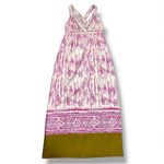 Loft  Silk Ikat Tribal Print Maxi Dress Sundress Pink Cream Size 2 Photo 14