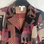 Dress Barn Jacket Blazer patchwork Brocade Abstract Full Zip w/ Tassel Size MD Photo 2