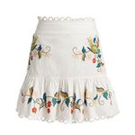 Farm Rio  Pitanga Embroidery Mini Skirt Size XL Off White New Crochet Birds Photo 0
