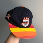 NAVY BLUE/ORANGE STRIPED HUSTON ASTROS SNAPBACK BASEBALL CAP HAT Orange Photo 1