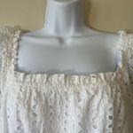 Lane Bryant  Eyelet Dress‎ 20 White Lined Tiered Puff Sleeve Boho Beachy Feminine Photo 2