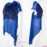 Ashley Stewart NEW Sexy Flirty navy blue feather front short sleeve night gown lingerie lounge Photo 10