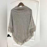 Karen Scott Gray Poncho with Cowl Neck and Fringe Photo 1