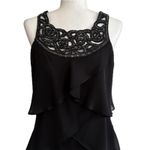 Slny Dress Black Chiffon Beaded Neckline Sleeveless Tiered Ruffle Size 10 NEW Photo 2