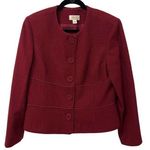 Talbots  Vintage Red Wool Tweed Blend Size 14 Made in USA Bolero Blazer Photo 0