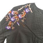 Free People  Pavlov babydoll embroidered black ruffle mini puff floral dress Photo 5