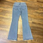 Good American  Flare Leg Jeans Button Fly Women’s 10/30 Raw Hem Blue High Rise Photo 5