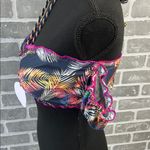 Multicolored Crop Tie Front Bikini Top Women’s Size Small Black Photo 5