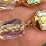 Swavorski Vintage SWAROVSKI Swan Signed Gold-tone Aurora Borealis AB Crystal Drop Earrings Photo 7