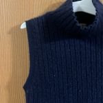 Philosophy  Cashmere Ribbed Navy Mock Neck Sleeveless‎ Sweater Small Photo 2