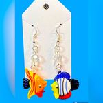 Glass Tropical Fish Beaded Dangle Pierced Earrings New Photo 1