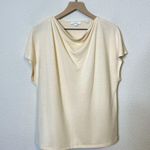 Vince  Cowl Neck Knit Top Short Sleeve Blouse Cream Womens Size L Photo 2