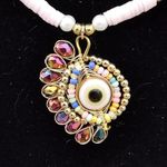 Handmade colorful evil eye necklace Pink Photo 3