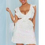 Show Me Your Mumu Zoey Mini Dress in White Iridescent Sequins M NWT Photo 3