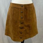 RD Style 100% leather brown snap button skirt size medium NWOT Photo 0