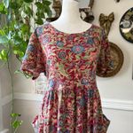 White Stag Vtg 90s Sz L 12/14 Maxi Cottage Prairie Dress Floral Tie Back Western Librarian Photo 1