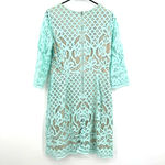 Gabby Skye Gabby‎ Skye size 10 blue lace mini dress lined elbow length sleeves rear zip Photo 1