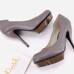 Nina Ricci Leather Structured Heel Platform Pump Slate Grey & Brown Size 6.5 (6) Photo 3