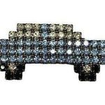 Vintage 3" Light Blue/Black Deco Italian Rhinestone Car/Auto Brooch Black Photo 0