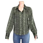 FAVORITE DAUGHTER The Take Me Seriously Long Sleeve Satin Top, Serpiente, Medium Black Photo 10