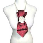 “Dainty Dapper”Elegant Red Polka Dot Necktie necklace with Flower Accent Photo 1