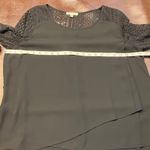 Skies Are Blue  Black Blouse XLP Lace Crochet Sleeve‎ Back Detail Classic Career Photo 11