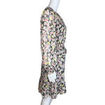 Loft  Dress Womens Small‎ Black Pink Floral Flower Gold Shimmer Ruffle Feminine Photo 1