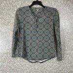 Ruff Hewn Blue Medallion Print Lace Up Front T-Shirt - Size Small - Long Sleeves Photo 0