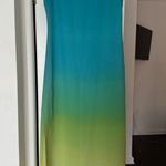 Kay Unger Ombre vintage Y2K Maxi Dress Size 6 Green Yellow Blue 100% silk Photo 5