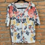 143 Story Floral Print Top Womens Size Small White V-Neck Short Sleeve Summer Photo 0
