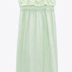 ZARA NWT LIME GREEN VOLUMINOUS LONG MIDI / MAXI DRESS EYELET WORK MEDIUM Photo 4