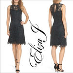 Eliza J . Navy High Neck Lace Sheath Dress Women’s Size 6 NWT Blue Floral Lace Photo 1