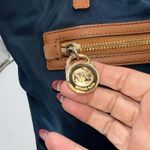 Michael Kors Navy Nylon Leather Trim Tote Bag Gold Logo Lock Charm Photo 5