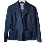 Sag Harbor  Women’s Blue Stripe Tweed Classic Jacket Blazer Coat Sz 8 Photo 0