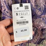 ZARA  Women's Sheer Purple Paisley Cropped Blouse Size S. NEW Photo 6