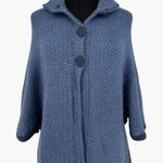 Vintage 80s Handmade Baby Alpaca Knit Cape Poncho Funnel Neck | Sz Medium | Blue Photo 0