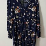 Suzy Shier  Floral Navy Blue pattern dress SZ SP optional roll up sleeves Photo 0