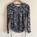 Michael Kors  womens Long Sleeve Tie Slimming Paisley Black Small Business Casual Photo 1