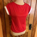 Vtg 70s polka dot polyester top Red Size L Photo 9