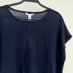 autumn cashmere  Top Medium Navy Lagenlook Crop Lightweight Sweater Quiet Luxury Photo 5