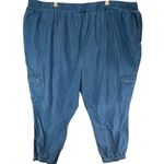 Woman Within Pants Womens 30W Blue Cargo Drawstring Elastic Waist Pockets Cotton Photo 2