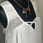 Lucky Brand  Women’s Boho Lace Inset Cut Out Criss-Cross Neckline Tank Top Photo 1