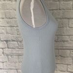 Old Navy women S cotton blend ribbed v-cut neck crop tank top blue Photo 3