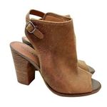 Lucky Brand Lisza Open Toed Brown Leather Booties sling back leather size 8 Photo 0