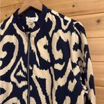 Molly Bracken  Size Large Navy Cream Bomber Jacket Photo 3