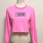 Vans  After Dark Bright Pink Black Embroidered Long Sleeve Cropped Shirt XS Photo 0