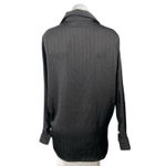 Commense Women's Black Silk Satin Striped Long Sleeve Button Down Shirt Top Sz S Photo 1