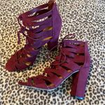 Charlotte Russe  Burgundy Suede Heels Size 8 Photo 1