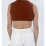 SheIn Women's Burnt Orange Ribbed Crewneck Asymmetrical Hem Bandana Crop Top Size S Photo 1