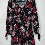 Band of Gypsies BLACK WITH MULTICOLOR FLORAL DESIGN ELASTIC TIE CUFFS DRESS Photo 0